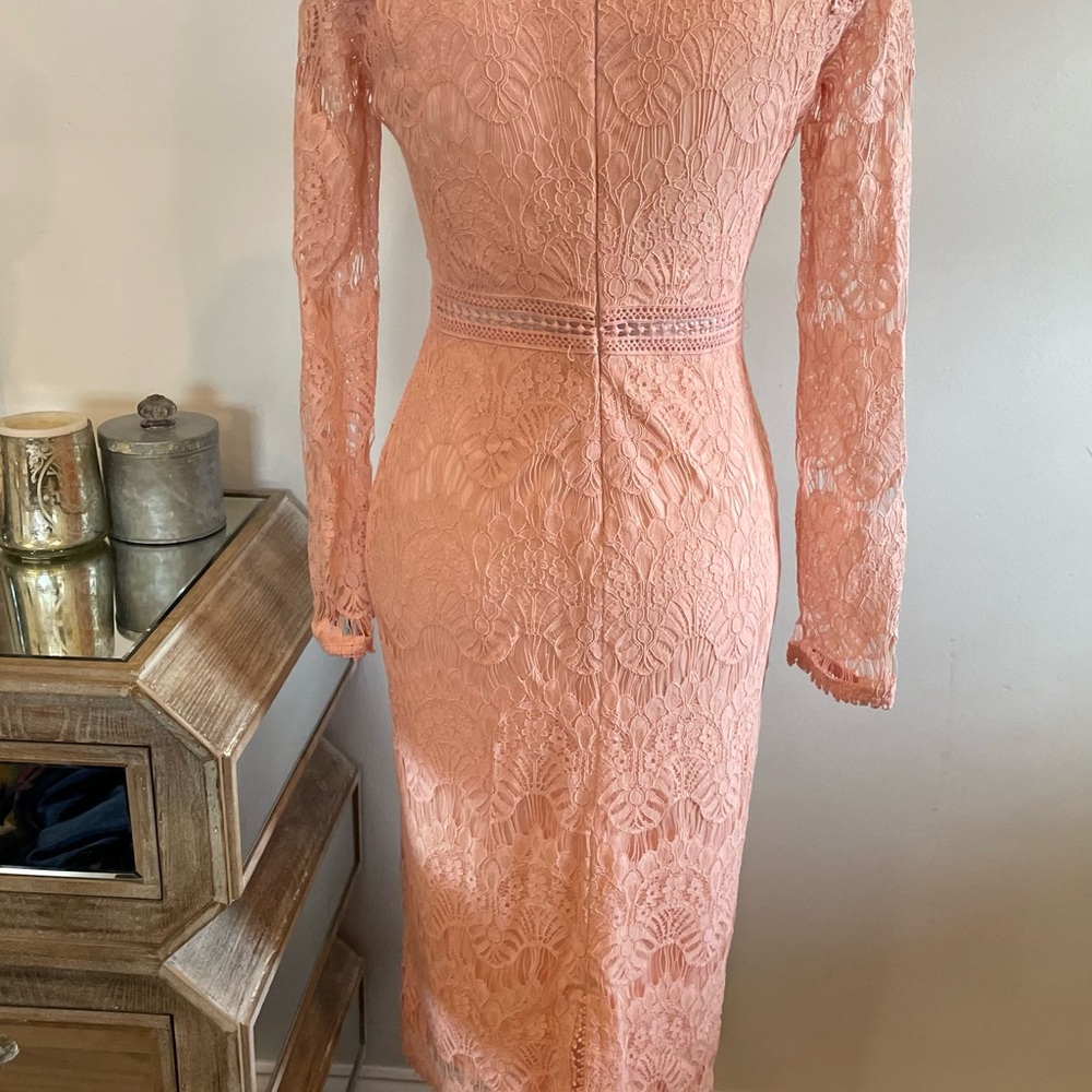 Size 2 blush pink lace long sleeve, mid length dress